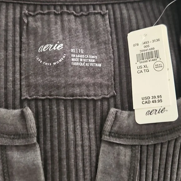 Aerie Charcoal Ribbed Long Sleeve Top - Picture 2 of 2